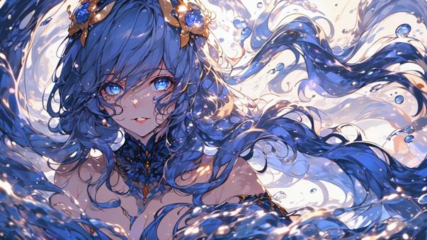 水の娘 水の娘 女性,アニメ,髪のイラスト素材