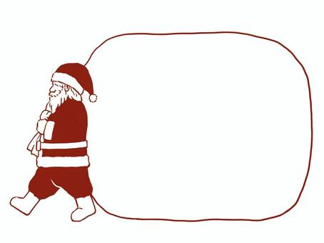 サンタクロースと袋のフレーム クリスマス,フレーム,枠,サンタクロース,線画,手描き,イラスト,モノクロ,シンプル,背景のイラスト素材