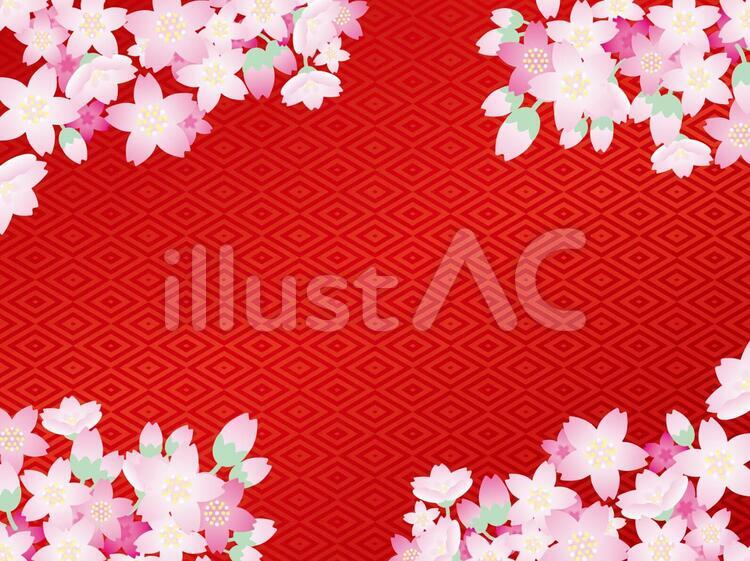 パターン（102）赤の菱形模様 桜,春,蕾のイラスト素材