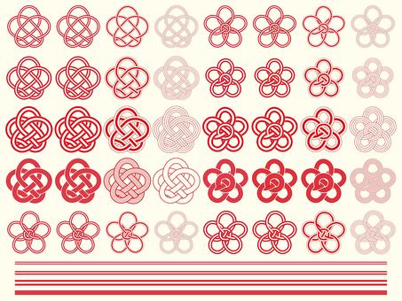 水引きセット 水引,和風,和,お正月,シンプル,リボン,花結び,梅結び,包装,年賀状のイラスト素材