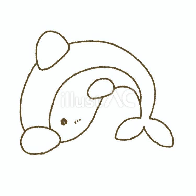 イルカ(線画)) イルカ,動物,生物のイラスト素材