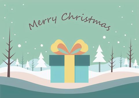 クリスマスプレゼントと冬の風景 クリスマス,背景,クリスマスプレゼント,プレゼント,クリスマスツリー,ツリー,木,雪,雪の結晶,クリスマスカードのイラスト素材