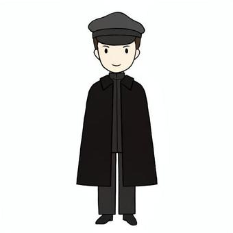明治大正時代の男子学生 男子学生,大正時代,明治時代,帝国大生,制服,制帽,学生服,マント,人物,立ち絵のイラスト素材