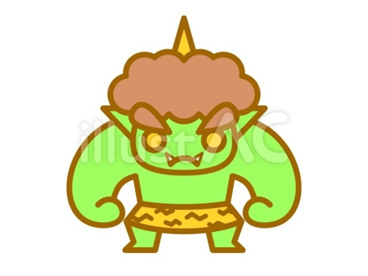 鬼　がっちり　緑 鬼,妖怪,節分のイラスト素材