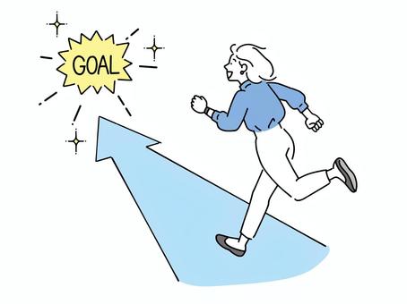 Business woman running towards a goal, , JPG, PNG and EPS