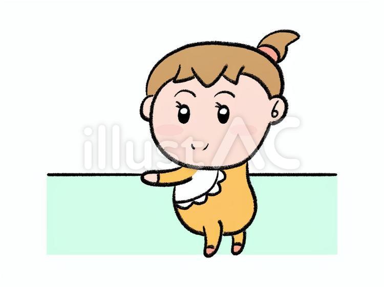 つかまり立ちをする赤ちゃん 赤ちゃん,乳児,女の子のイラスト素材