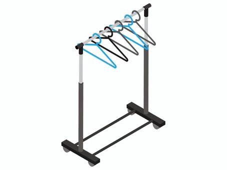 キャスター付きのハンガーラック ハンガーラック,ハンガー,洋服掛け,コート掛け,家具,オフィス家具,キャスター付き,アイソメトリック,収納,黒のイラスト素材