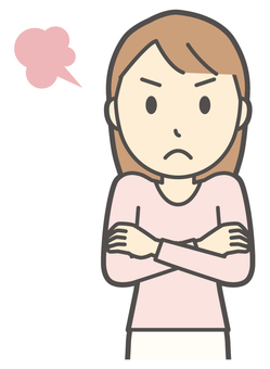  ロングヘア女性-223-バスト 怒る,女性,女の子,人物,かわいい,怒り,キレる,ムカつく,喧嘩,プンプンのイラスト素材