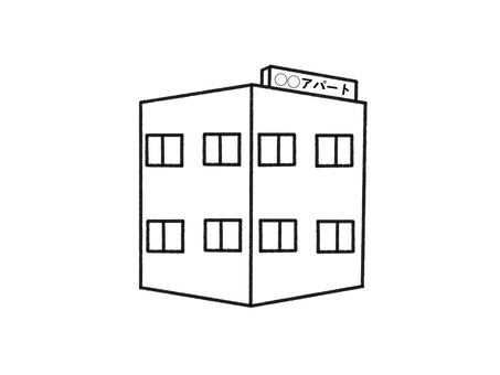 アパート　線画 集合住宅,アパート,賃貸,住宅,家,二階建て,共同住宅,建物,住居,自宅のイラスト素材
