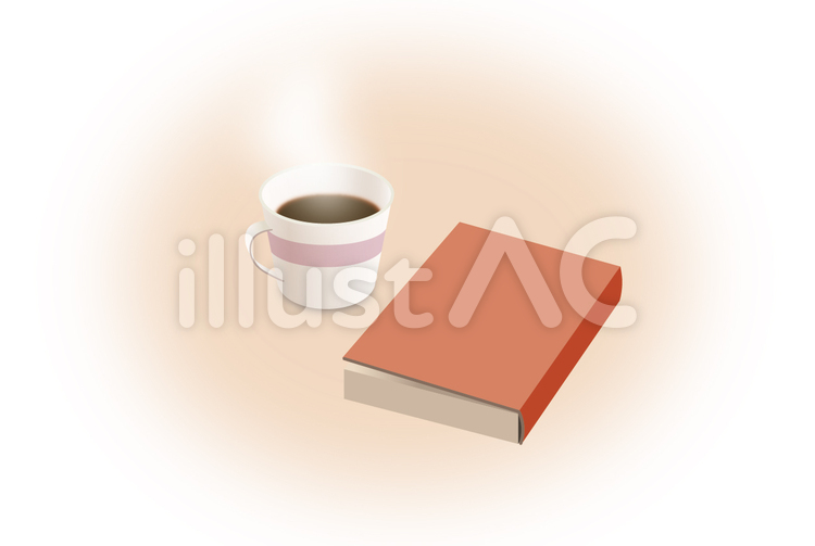 coffe&book(1) 和本,開いた本,秋の夜長のイラスト素材