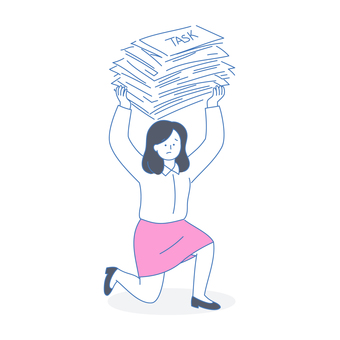 山盛りタスクに追われ困るビジネスウーマン 山盛りタスクに追われ困るビジネスウーマン 人物,ビジネス,女性,スーツ,仕事,タスク,書類,ストレス,困る,業務のイラスト素材