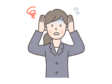 頭を抱えて青ざめて焦る会社員女性 人物,会社員,女性,事務,営業,スーツ,ビジネスマン,ol,社会人,リクルートのイラスト素材