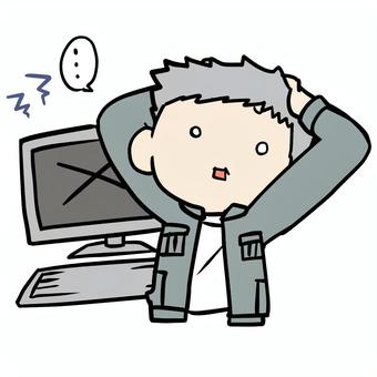 パソコンがエラーで呆然とするおじいさん パソコンがエラーで呆然とするおじいさん おじいさん,パソコン,エラー,呆然,デジタル,苦手,パニック,黙る,静か,固まるのイラスト素材