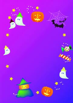 秋/ハロウィン/縦フレーム/10月/背景 ハロウィン,秋,背景,あしらい,トリックオアトリート,オバケ,ゴースト,幽霊,魔女,魔法使いのイラスト素材