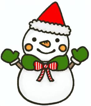 赤いサンタ帽子の雪だるま