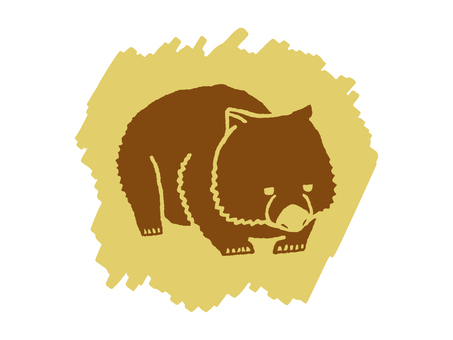 ウォンバット ウォンバット,有袋類,絶滅危惧種,動物,かわいい,手描きのイラスト素材