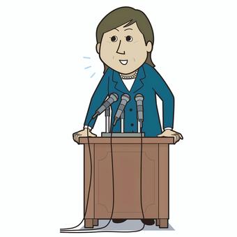 答弁する女性政治家_輪郭あり 女性,総理,大臣,総裁,リーダー,質疑,応答,答弁,上司,政治家のイラスト素材