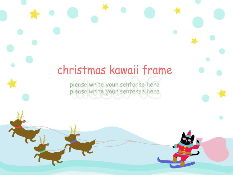 黒猫サンタのかわいいクリスマスフレーム クリスマス,フレーム,サンタクロースのイラスト素材