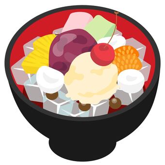 白玉クリームあんみつ あんみつ,フルーツ,白玉,クリーム,アイスクリーム,みつ豆,甘味,甘味処,あんこ,粒あんのイラスト素材