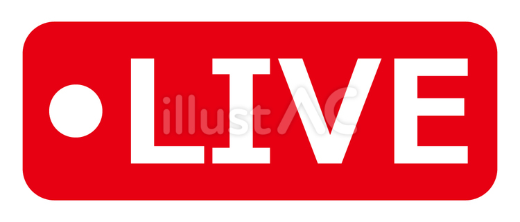 LIVEアイコン_赤 ライブ,生配信,放送中のイラスト素材