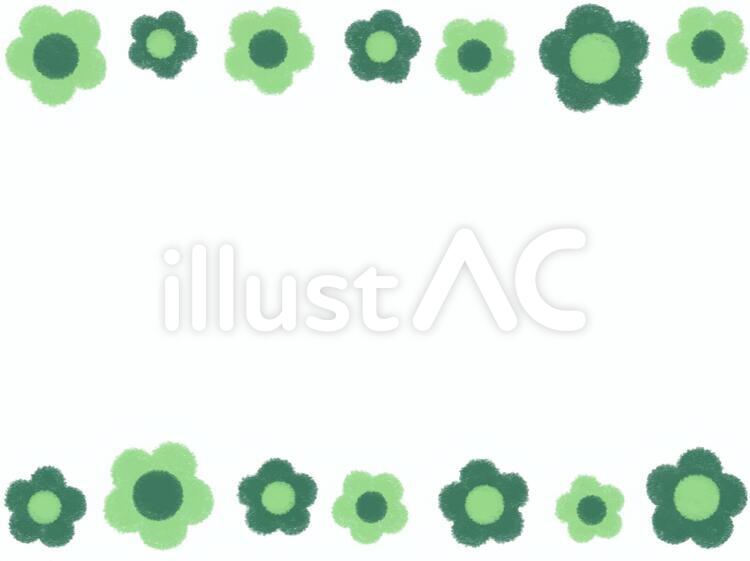 緑クレヨンの花のフレーム 花,クレヨン,フレームのイラスト素材