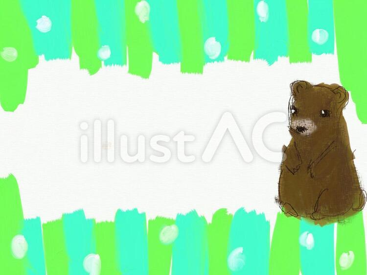 森のクマさんのフレーム 森,緑,アニマルのイラスト素材