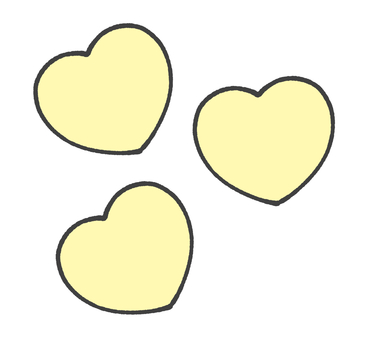 三つのハートの手描きイラスト4