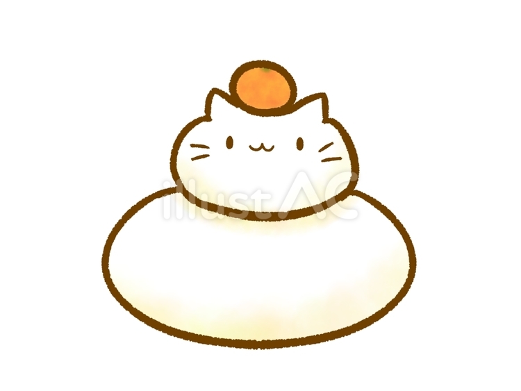 かわいい猫の鏡餅 猫,餅,おもちのイラスト素材