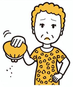  大阪のおばちゃん(黄)-154-バスト 金欠,おばちゃん,大阪,ヒョウ柄,おばはん,中年,女性,関西,派手,おばさんのイラスト素材