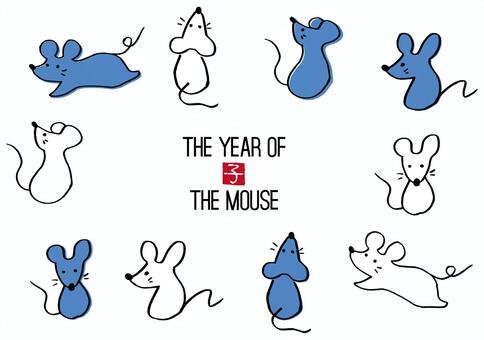 Hand drawn mouse, mouse, new year's card, zodiac, JPG, PNG and AI