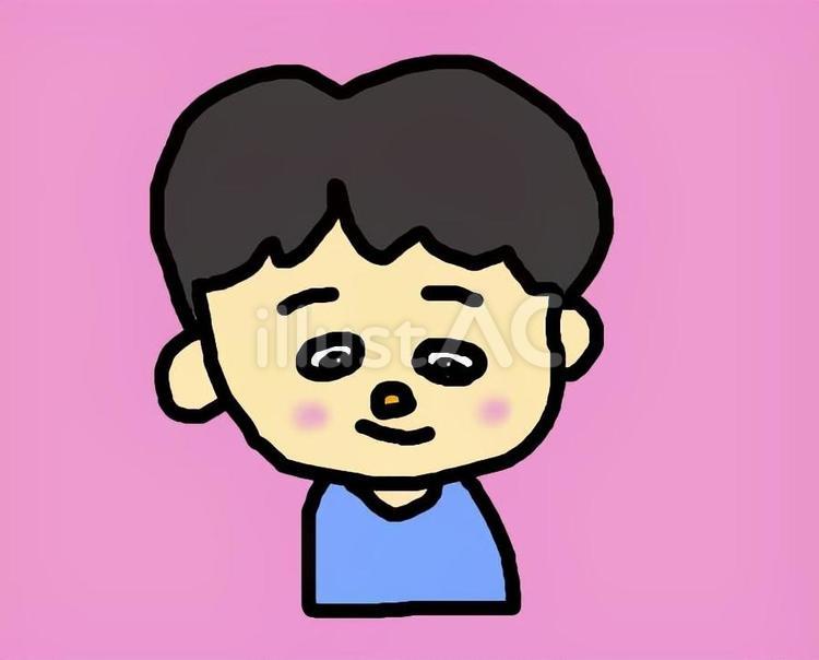 下を見ている子ども こども,男の子,視線のイラスト素材