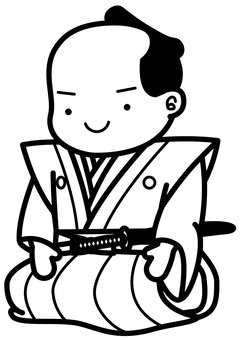 侍裃正座2-1c 侍裃正座2-1c 侍,武士,裃,正座,正装,刀,座る,着物,袴,江戸のイラスト素材