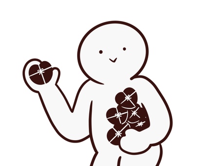 ラッピングしたチョコレートを配る棒人間