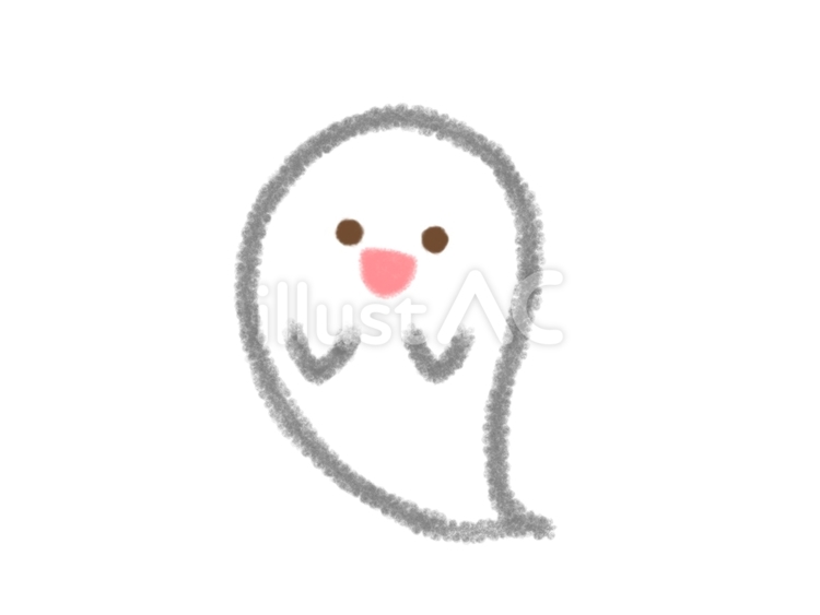 かわいいオバケ　クレヨン風 おばけ,かわいい,笑顔のイラスト素材