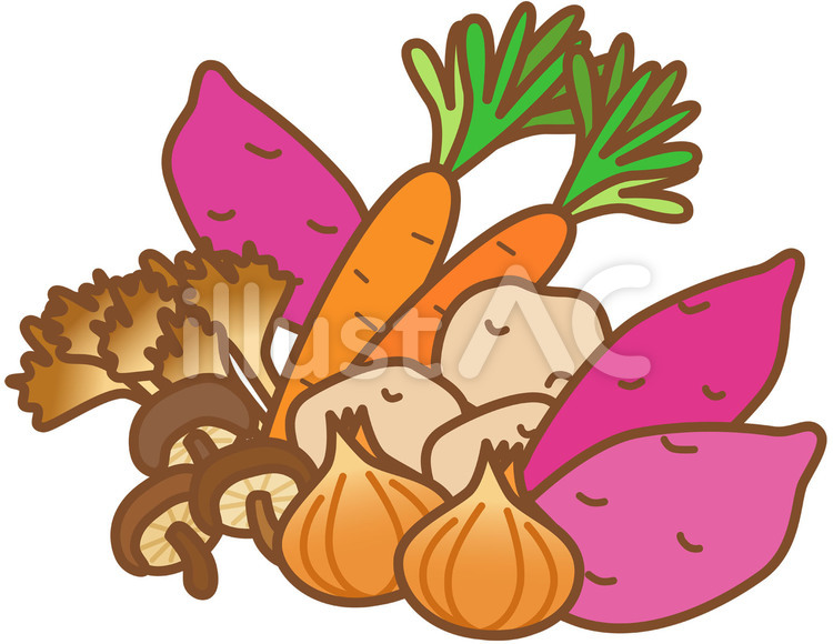 秋が旬の野菜 秋野菜,野菜,秋のイラスト素材