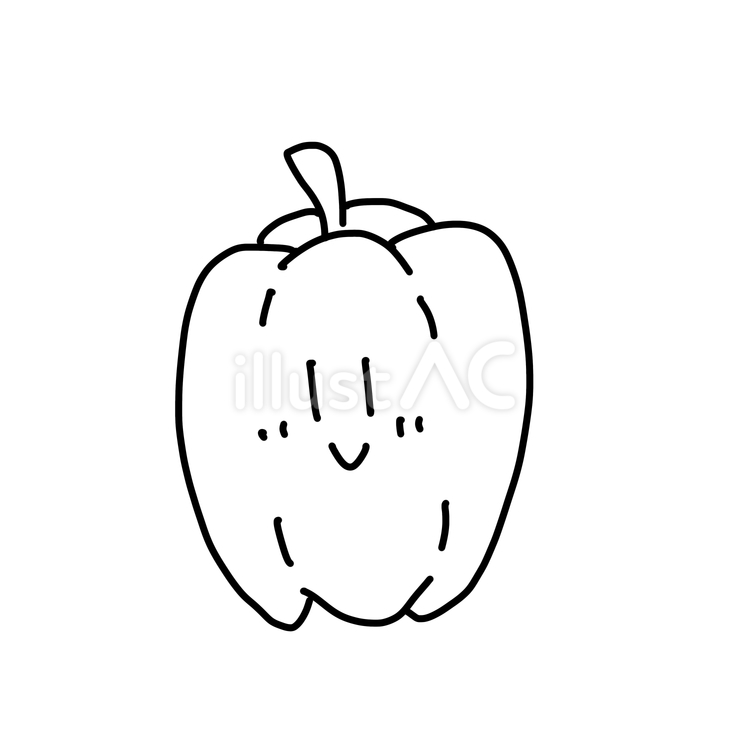 ピーマン　白黒 ピーマン,野菜,夏のイラスト素材