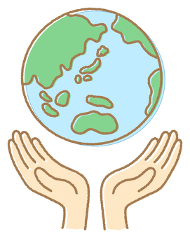 手と地球03 手,地球,両手,世界,エコ,環境,イラスト,素材のイラスト素材