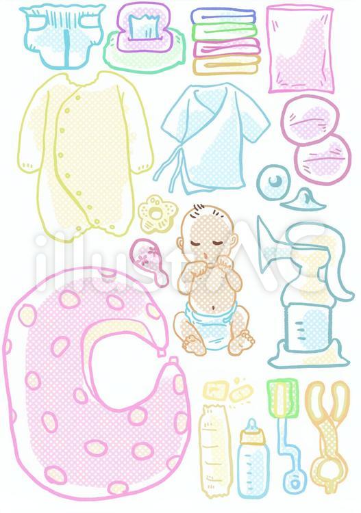 赤ちゃんと乳児アイテム 赤ちゃん,ベビー,哺乳瓶のイラスト素材
