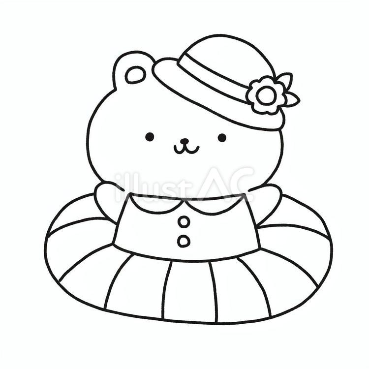 くまと浮き輪 浮き輪,くま,夏のイラスト素材