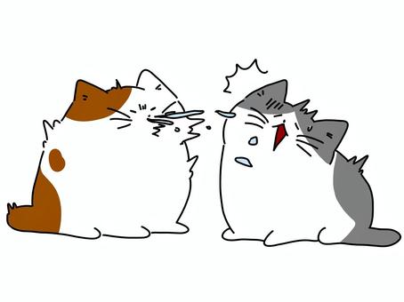 くしゃみをする猫 猫,動物,手書き,かわいい,ゆるい,風邪,くしゃみのイラスト素材