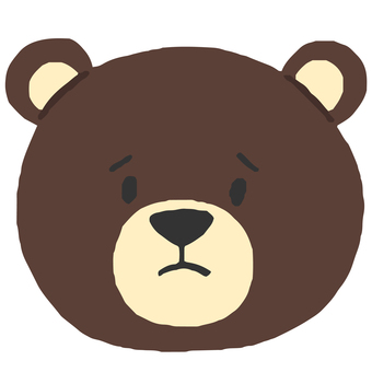 困った顔の熊 熊,くま,クマ,顔,表情,動物,生き物,困る,困り顔,残念のイラスト素材