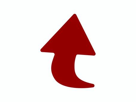 手書きカーブ角丸矢印・赤 矢印,手描き,カーブ,赤,丸み,指し示す,マーカー,メモ,注目,強調のイラスト素材