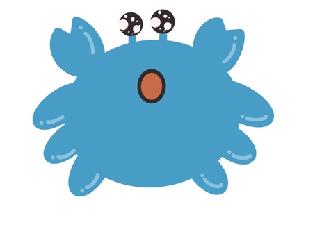 目がキラキラしたカニ(水色) カニ,かに,蟹,キャラクター,イラスト,素材,海の生き物,シンプル,かわいいのイラスト素材