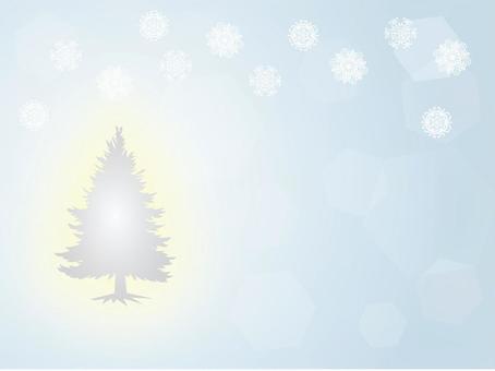   クリスマス_輝く木と雪の結晶_6 クリスマス,木,雪,結晶,クリスマスツリー,外,フレーム,きれい,植物,冬のイラスト素材