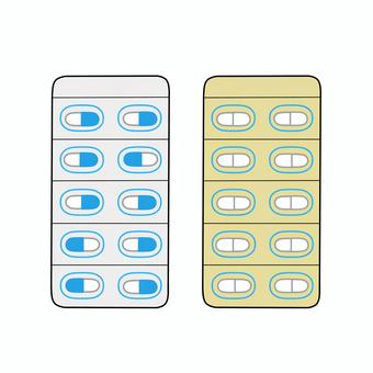 カプセル剤のPTPシート　2種セット カプセル剤,医薬品,薬,ptpシート,ヒート,包装,医療,セットのイラスト素材