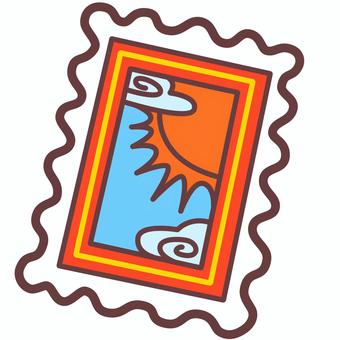 切手　かわいいデフォルメイラスト 切手,手紙,はがき,郵送,配送,郵便切手,封筒,消印,郵便番号,郵便ポストのイラスト素材