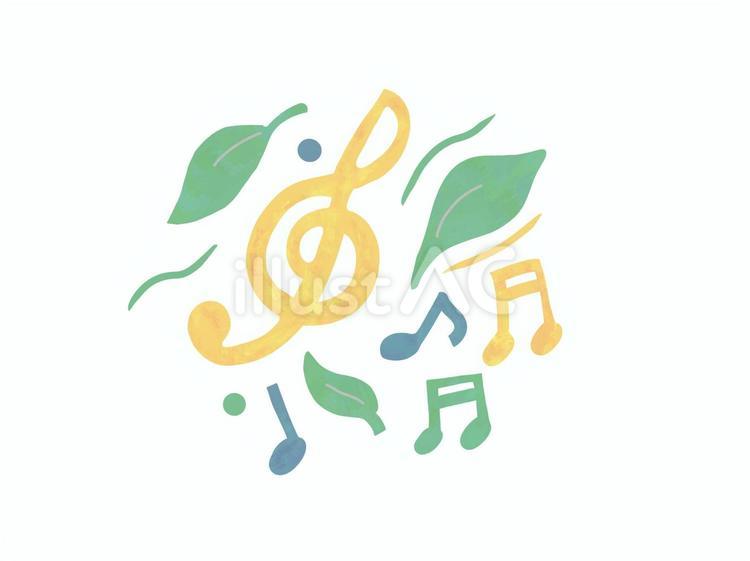 音符と葉 葉,音,緑のイラスト素材