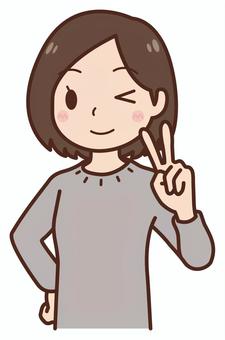 ピースをする若い女性 ピース,ピースサイン,vサイン,人物,人,女性,女の子,大人,若い,一般人のイラスト素材