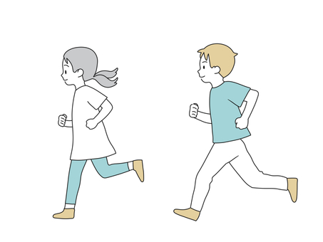 走ってる子どもたち 走ってる子どもたち 人,走る,ランニング,運動,トレーニング,笑顔,男の子,女の子,小学生,子どものイラスト素材