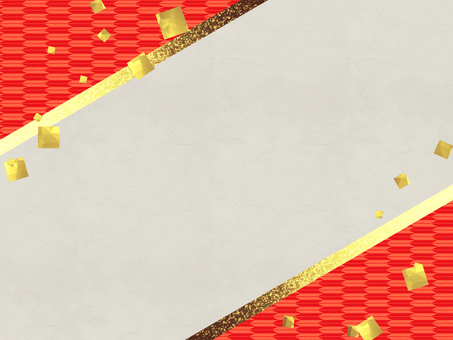 金箔と矢絣の赤い和風背景 金,金箔,筆,背景,赤,矢絣,和柄,キラキラ,和風,年賀状のイラスト素材